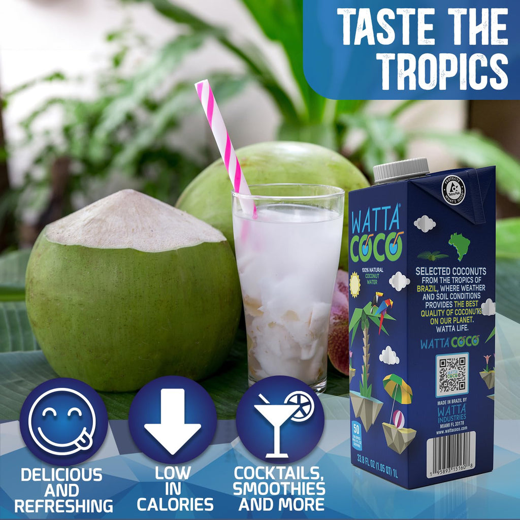 Watta Coco Brazilian Coconut Water — 33.8 fl oz - 12 Pack Case