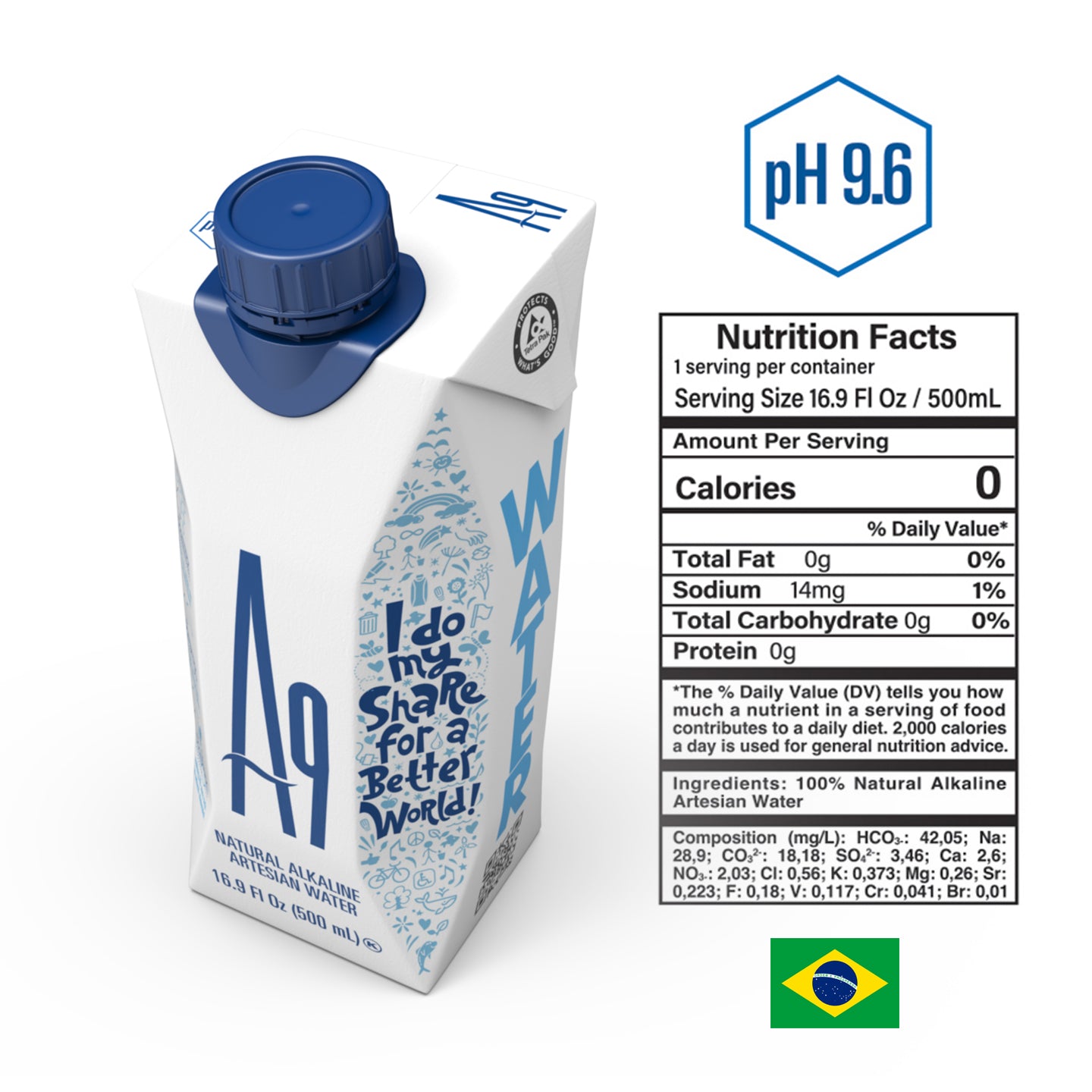 A9 Alkaline Artesian Mineral Water — 16.9 fl oz - 12 Pack Case