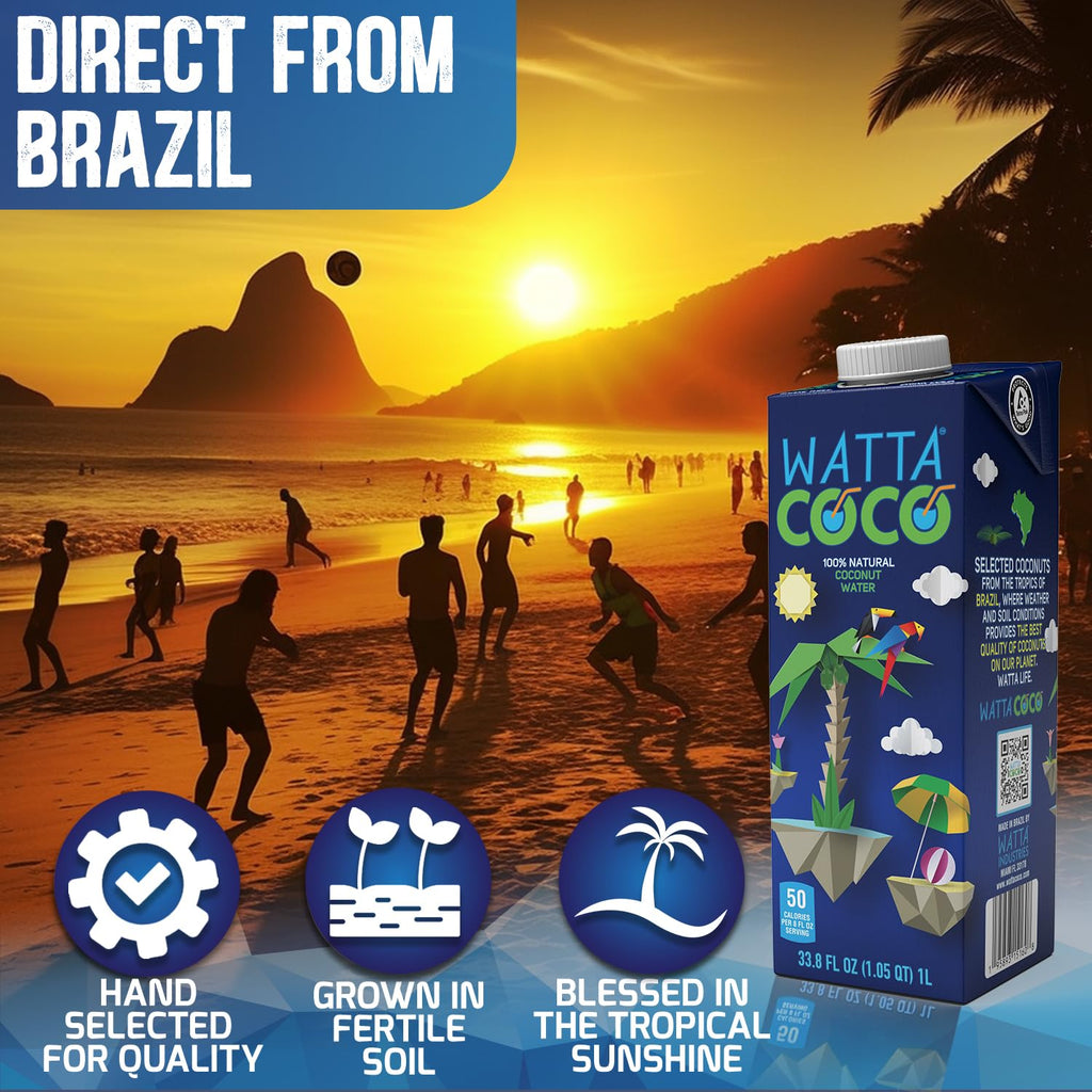 Watta Coco Brazilian Coconut Water — 33.8 fl oz - 6 Pack Case