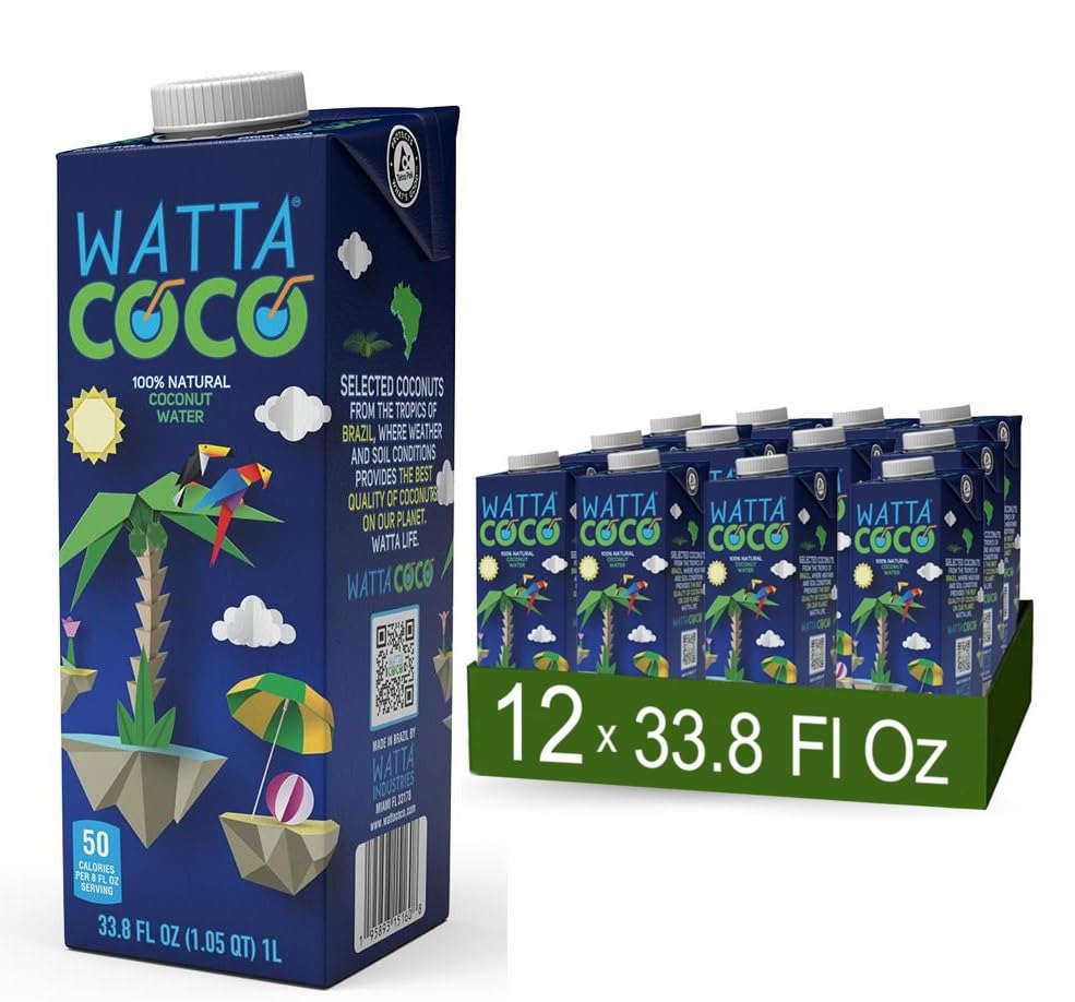 Watta Coco Brazilian Coconut Water — 33.8 fl oz - 12 Pack Case