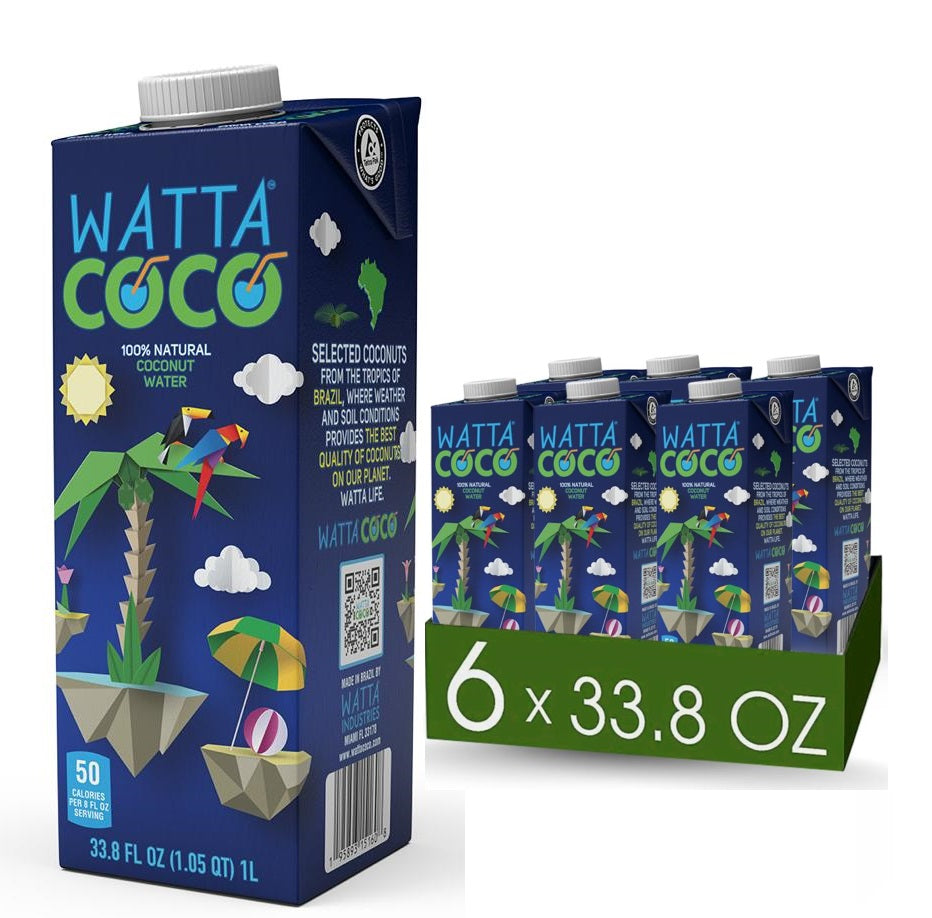 Watta Coco Brazilian Coconut Water — 33.8 fl oz - 6 Pack Case